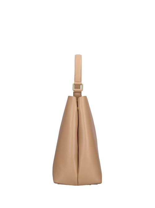 Borsa drilled logo hook in pelle LA CARRIE | 142P-DB-150-TBLBEIGE